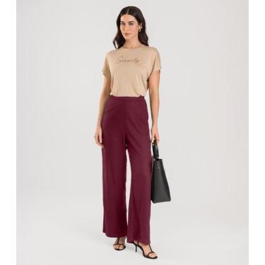 Imagem de Calça Pantalona Feminina Dianna Vermelho, PP, Vermelho