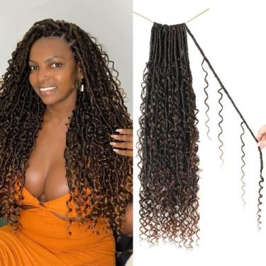 Imagem de Crochet Hair Boho Faux Locs, 24 polegadas, Ombre Brown, 9 pacotes - Sc