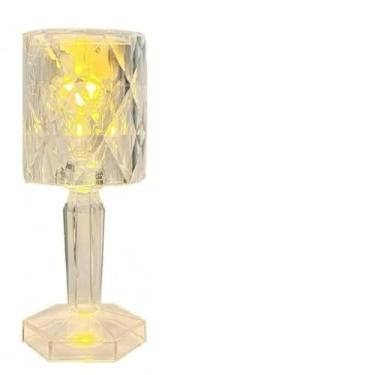 Imagem de Kit 2 MINI ABAJUR Acrílico Transparente luminária decoração para quarto Mesa Led(LAM5201)