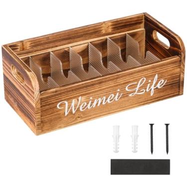 Imagem de Organizador de pacotes de temperos de madeira, versátil com 7 compartimentos, caixa organizadora de cafeteria com divisor removível, organizador de despensa de madeira para pacotes de especiarias