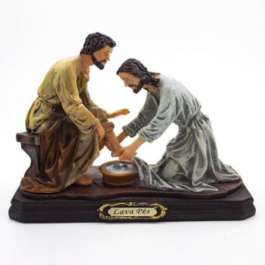Imagem de Imagem Jesus Lava Pés Importado Resina 20 Cm