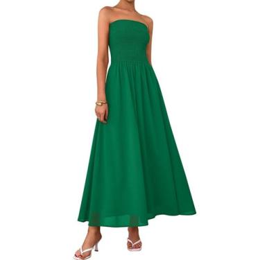 Imagem de Vestido de convidado de casamento PRETTYGARDEN Tube Top Maxi Dark Gree