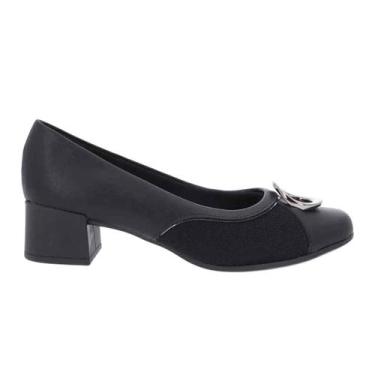 Imagem de Sapato Scarpin Usaflex Salto Bloco AJ0111 Couro Napa Ortopédico Femini