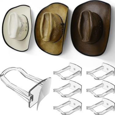 Imagem de Modern JP Ganchos adesivos de chapéu de cowboy para parede (pacote com 6) – Suporte de parede de 7,5 cm para fixação segura, organizador de chapéu de aba larga, decoração de quarto ocidental