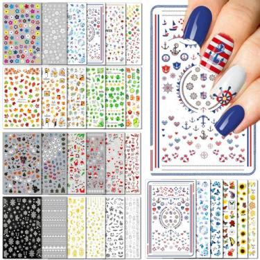 Imagem de Adesivos de arte para unhas IDDFEVE, 30 folhas, designs sazonais