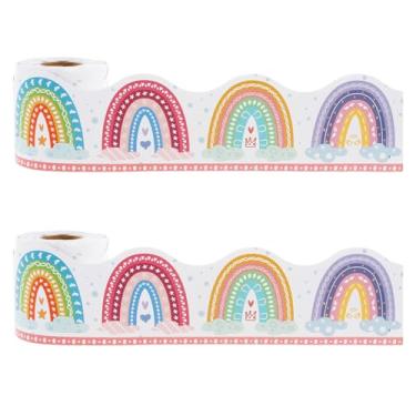 Imagem de 2 peças de bordas de quadro de avisos de 20 m, recursos criados por professores calmantes, acabamento de borda enrolada, decoram quadros de avisos, paredes, mesas, janelas, portas, armários, escolas