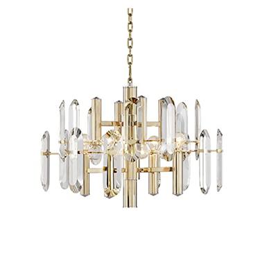 Imagem de Lustre Led Pós-moderno Cristal Ferro Ouro Lustre Iluminação Lustre Suspensão Luminária Lampen Compatível com Foyer (Cor: Branco, Tamanho: 8luz Dia60cm) (Cor: Quente