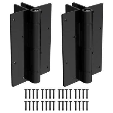 Imagem de SANKEYTEW 2 peças dobradiças de alumínio com fechamento automático, 14 cm, dobradiças para portões de madeira, vinil, ferro, metal, vinil, ferro, dobradiças para portões de piscina, força de