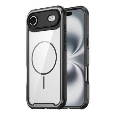 Imagem de LYJSMGZ Capa magnética para iPhone 17Pro Max/17/17Pro/17Air, capa translúcida antiamarelamento evita impressões digitais à prova de impacto, capa fina, preta, 17Air