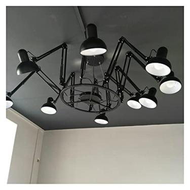 Imagem de Lustre American Red Spider Lâmpada Lustre Estúdio 6/9/12/16 Iluminação de Cabeça Industrial Vento Sala de Estar Lâmpada Iron Mans Light (Cor: Preto 9 Cabeças)