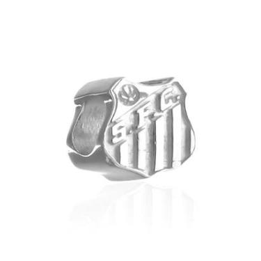 Imagem de Berloque Prata 925 Separador Escudo Santos FC Oficial Compatível Pulseiras Estilo Pandora-Feminino
