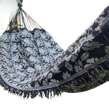 Imagem de Rede de Dormir para Casal - Rede de Descanso para Varanda, Quarto, Sala e Jardim(Preto e branco)