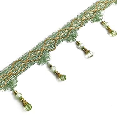 Imagem de Decoração requintada de borla, 4 metros de contas trançadas tipo europeu bola pendurada franja aparar aplique de tecido fita de renda para cortinas costura de mesa (cinza) (11m) (cor: vermelho roxo