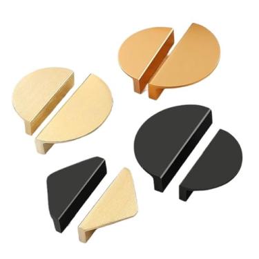 Imagem de CXYFQUUK Puxadores de armazenamento de armário de cozinha cômoda preta armário armário armário puxador gaveta porta móveis ferragens 2 peças (triângulo-preto)