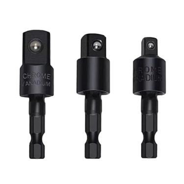 Imagem de 3 peças CR-V adaptadores de soquete oscilante de aço 1/10.2 cm haste sextavada 360° ferramenta de extensão de energia ajustável para furadeiras elétricas