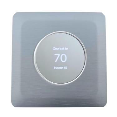 Imagem de Placa de parede quadrada cinza Harbor para termostato Google Nest versão 2020, peça de acabamento de textura