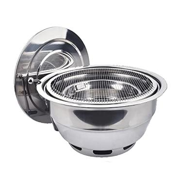 Imagem de Churrasqueira Churrasqueira, Churrasqueira a Carvão Multifuncional, Fogão de Acampamento Portátil de Aço Inoxidável Mesa Quintal Grelha para Defumador (Cor: C)