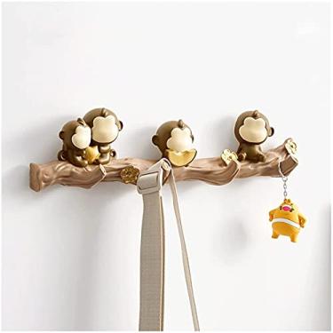 Imagem de Cabideiro de parede, ganchos criativos para casacos, pequenos ganchos em forma de animal, armazenamento de parede, adequado para quarto, banheiro, sala de estar, etc. (D)