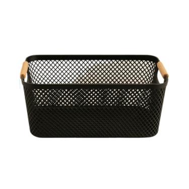 Imagem de Cesto Organizador Fruteira Multiuso Utensílios Quarto Cozinha Lavanderia 25x17/ 31,5x21/37x22,6cm(PLÁSTICO PRETO G 36,8x22,8CM)