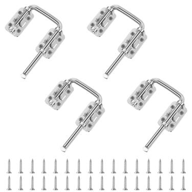 Imagem de 4 peças de trava de porta multiuso à prova de ferrugem em forma de U para janela celeiro jardim cerca portão galpão garagem (prata, 4)
