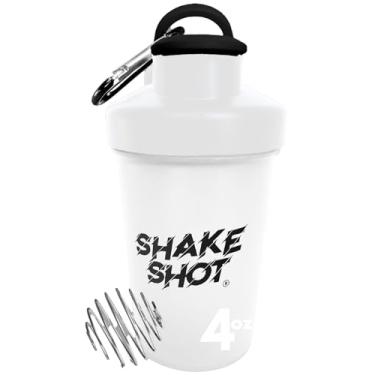 Imagem de Shake Shot - Branca – Mini coqueteleira de 118 ml para pré-treino, creatina, pequenos suplementos de colher (não para proteína) Clip & Shaker Ball
