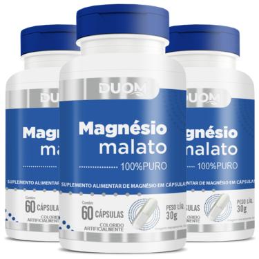 Imagem de COMBO 3 MAGNÉSIO MALATO PURO 60 CÁPS CADA TOTAL 180 - DUOM