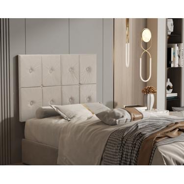Imagem de Painel de Cama box Botão Solteiro 0,90 Elegance cor Bege/Areia - Comprar Moveis em Casa