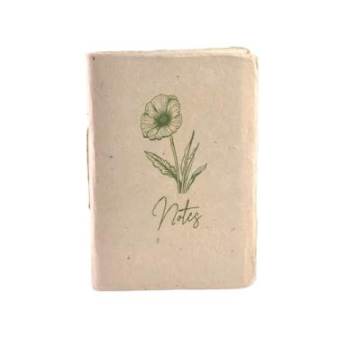Imagem de Caderno de bolso Nepali Companion Deluxe com composição de 10 x 15 cm com papel Lokta pesado feito à mão do Nepal, diário de notas de flores com bordas de deck para escritório, casa, viagens (natural)
