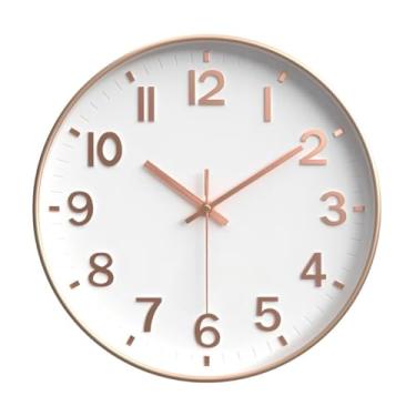 Imagem de Relógio de Parede Silencioso Moderno – Ideal para Cozinha, Quarto, Sala ou Escritório(ROSE/BRANCO)