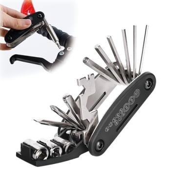 Imagem de Kit de reparo de bicicleta 16 em 1 conjunto multiferramentas com chave de fenda para acampamento, viagem, kit de segurança essencial de manutenção, acessórios multifuncionais Protable para bicicletas