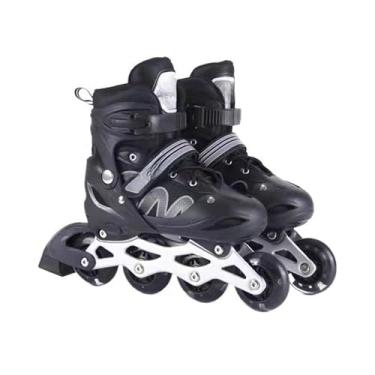 Imagem de Patins Roller Inline Ajustável Com Luz De Led(PRETO,33-37)