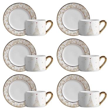 Imagem de Conjunto de 6 Xícaras de Chá com Pires Christmas Lights de Cerâmica 200ml - Scalla