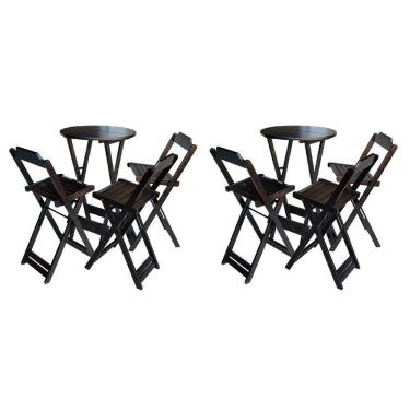 Imagem de Kit 2 Jogos De Mesa Bistrô De Madeira Dobrável Com 3 Banquetas - Tabaco