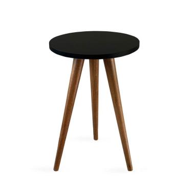 Imagem de Mesa Lateral De Canto Tripé 60x35cm Preto