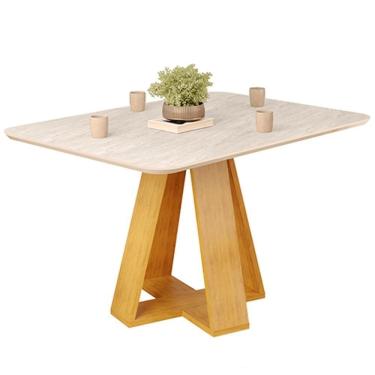 Imagem de Mesa Jantar Retangular 120x90 Cm Sem Vidro Kiara Cedro Quartzo Dj Moveis Cedro Quartzo