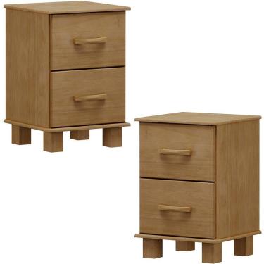 Imagem de Kit 02 Mesas De Cabeceira Madeira Maciça 2g 42 Cm 1137 Freijo Milani Store