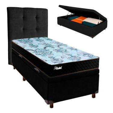 Imagem de Kit Cama Box Bau + Cabeceira + Colchão Solteiro Molas Ensacadas - Life Gold - Paropas