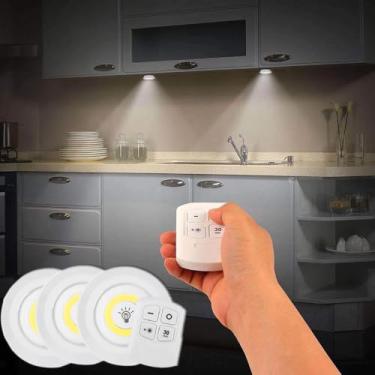 Imagem de Kit 3 Luminárias LED Spot Parede Armário Sem Fio Com Controle