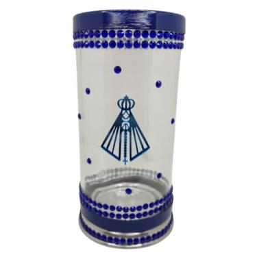 Imagem de Porta Vela 7 Dias 18cm Vidro Nossa Senhora Manto + Presente