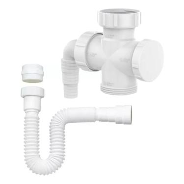 Imagem de 2X Kit Adaptador Cruzeta Máquina Lavar Roupa Ou Louça + Sifã