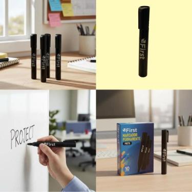 Imagem de Kit 20 Marcador Permanente Materiais Escritórios Escolares Volta Aula 