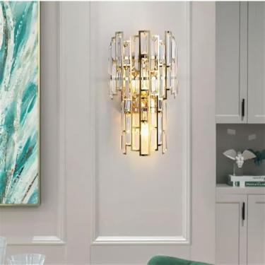 Imagem de Luminária de parede moderna e luxuosa em cristal com LED, ideal para sala de estar, quarto, cabeceira, casa de campo, hotel, escritório, escada e corredor (Estilo 11 A D22H33CM)
