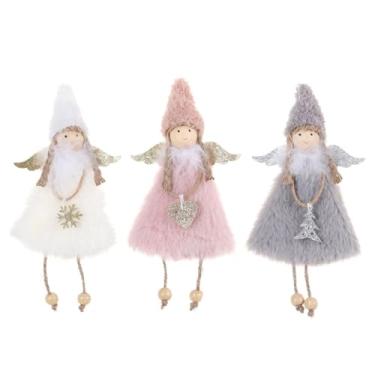 Imagem de 3 peças de enfeites de pelúcia de árvore de Natal, lindos pingentes de boneca de anjo para festa de Natal, ano novo, aniversário, casamento, decoração de dia dos namorados (boneca anjo C)