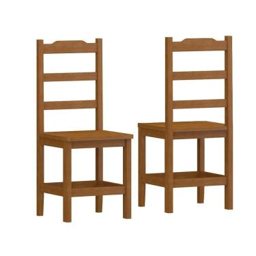 Imagem de Kit Com 2 Cadeiras De Jantar Madeira Maciça Perola Mel Sem Estofado