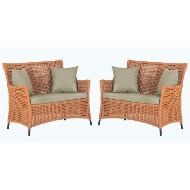 Imagem de 2 Sofás área Externa Igapó Alumínio Preta Corda Náutica E7 Terra Cota