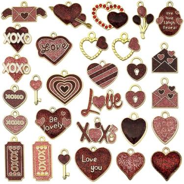 Imagem de awaFanee Pingentes para fazer joias, pingentes para pulseira, lote a granel, colar, brincos, chaveiro, berloques, contas, kit faça você mesmo, descobertas artesanais modernas, rosa, pingente de Dia