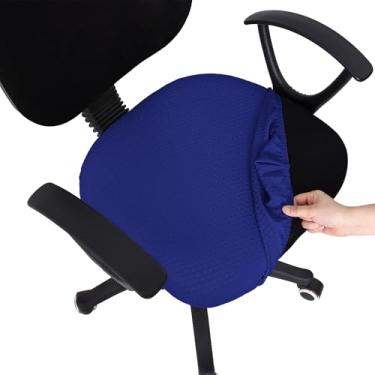 Imagem de Smiry Capas de assento de cadeira de escritório jacquard elásticas, removíveis, laváveis e antipoeira, protetores de almofada de assento para cadeira de mesa - azul royal