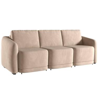 Imagem de Sofá Cama Casal Para Sala 276cm Polska Z08 Veludo Bege - Mpozenato