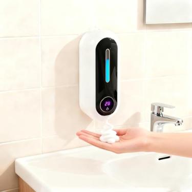 Imagem de Dispensador automático de sabonete, dispensador de sabão de espuma inteligente com visor de temperatura e bateria de longa duração, grande capacidade de 450 ml, 3 modos para pia de cozinha e banheiro