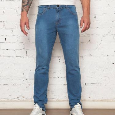 Imagem de Calça Reta Jeans Masculina Lavagem Clara Confortável-Masculino